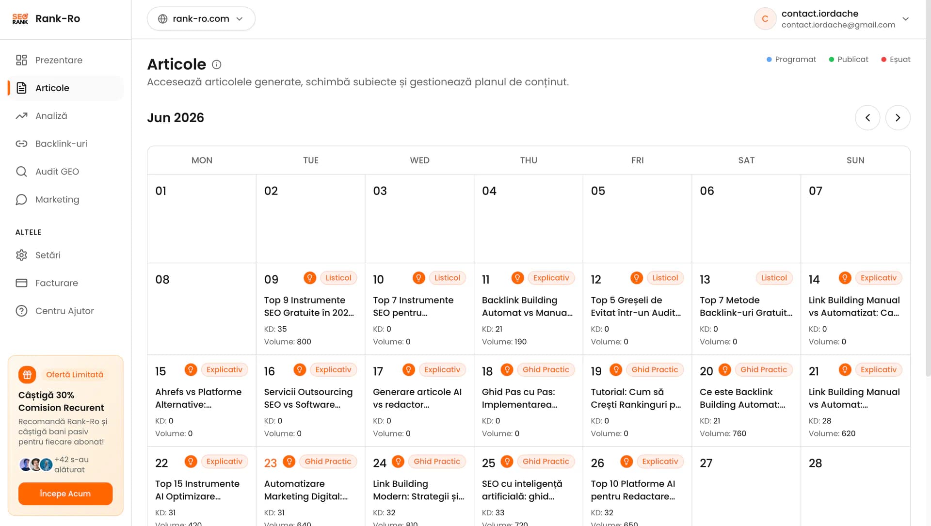 RankRO SEO product screenshot 2