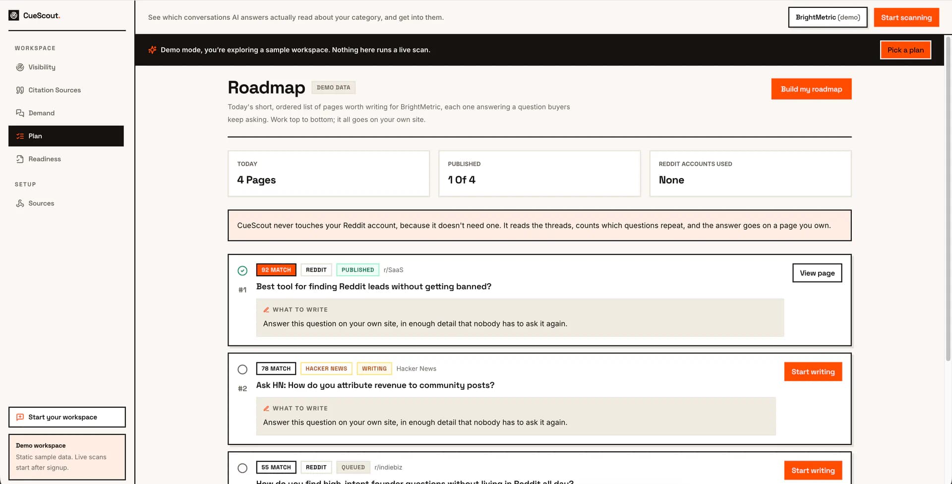 CueScout product screenshot 2