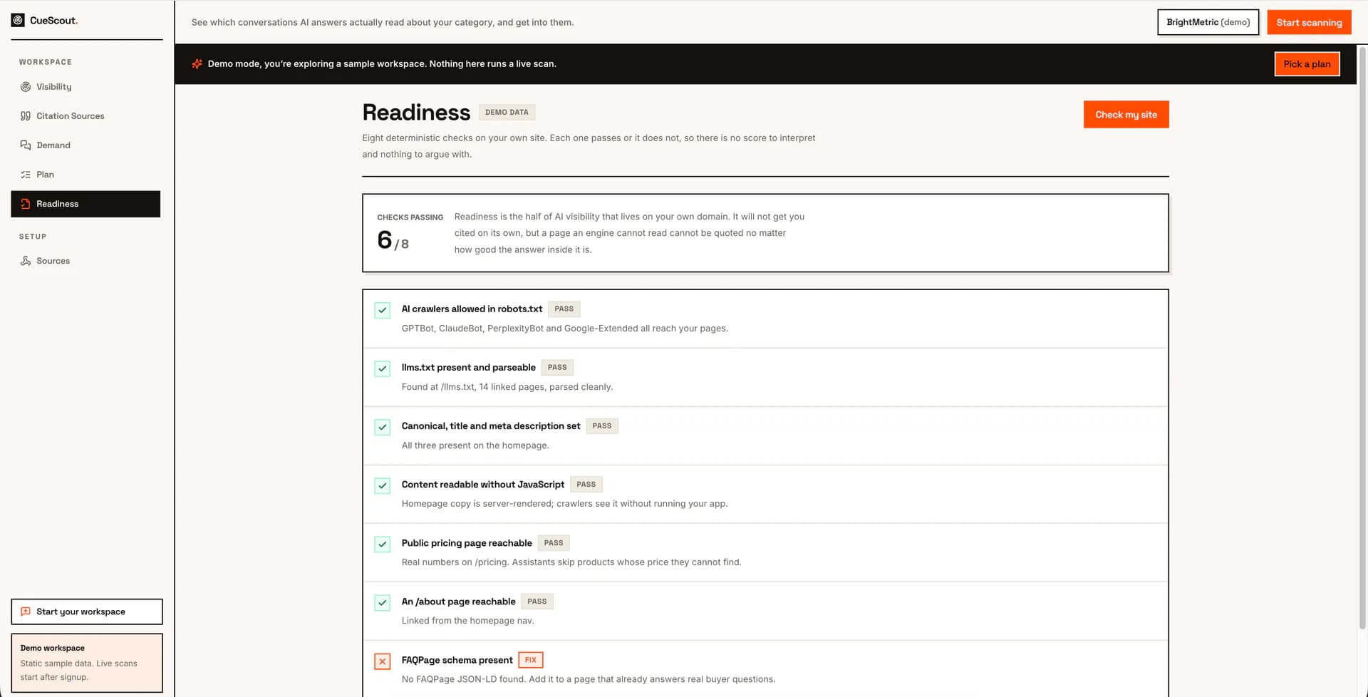 CueScout product screenshot 1