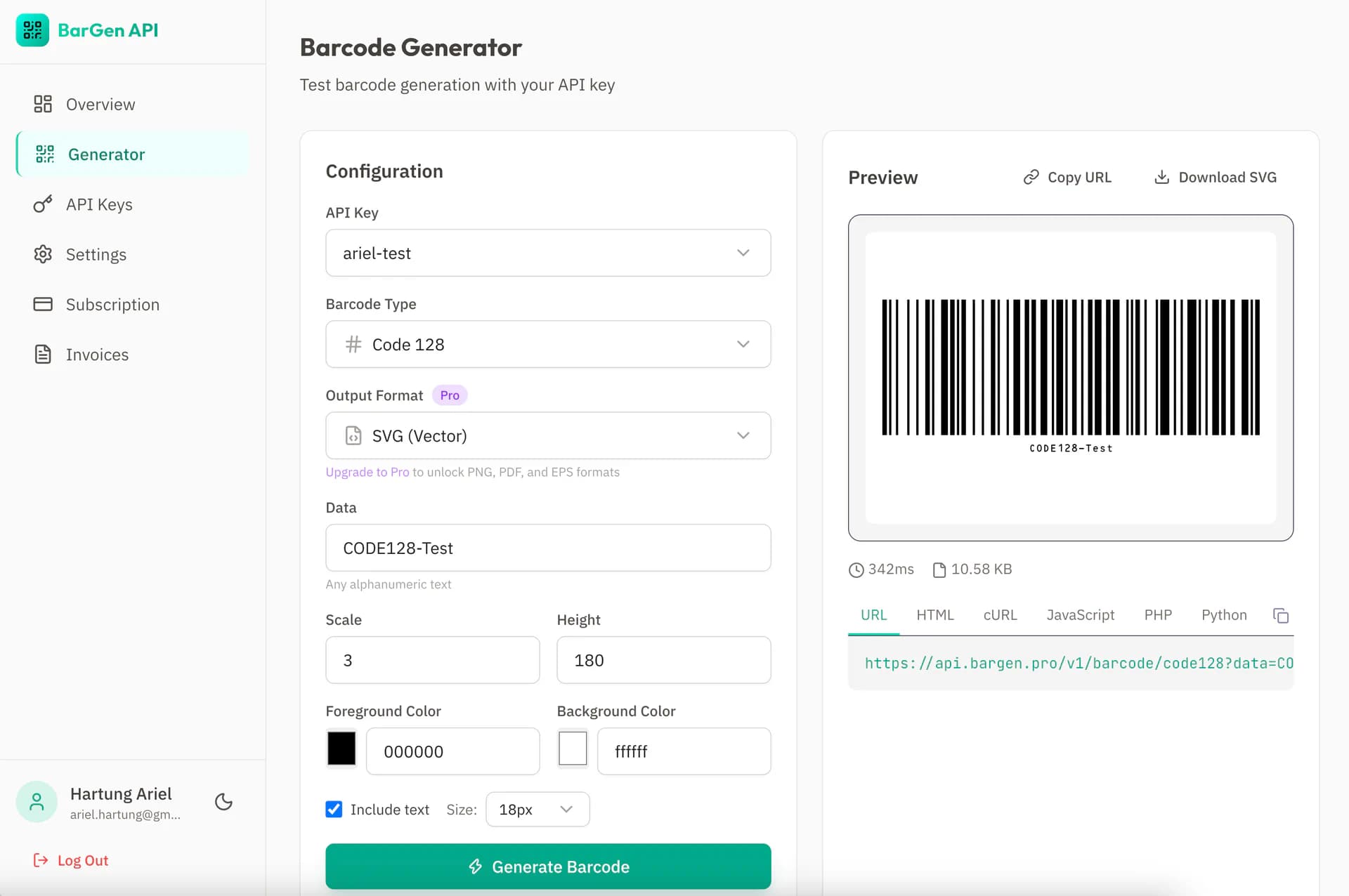 BarGen product screenshot 2