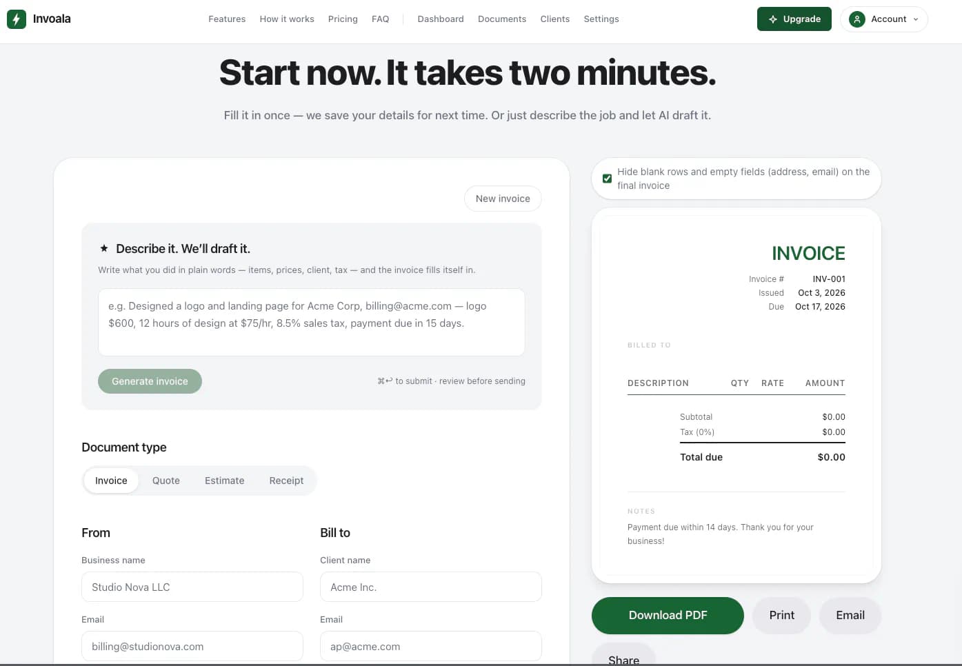 Invoala product screenshot 1
