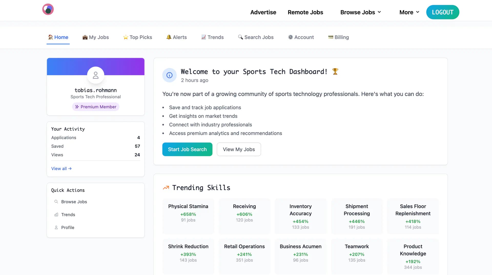SportsTechJobs product screenshot 1
